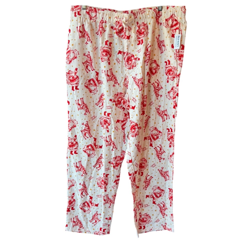 Old Navy Size XXL Christmas Pajama Pants Santa Reindeer Cotton Holiday NWT